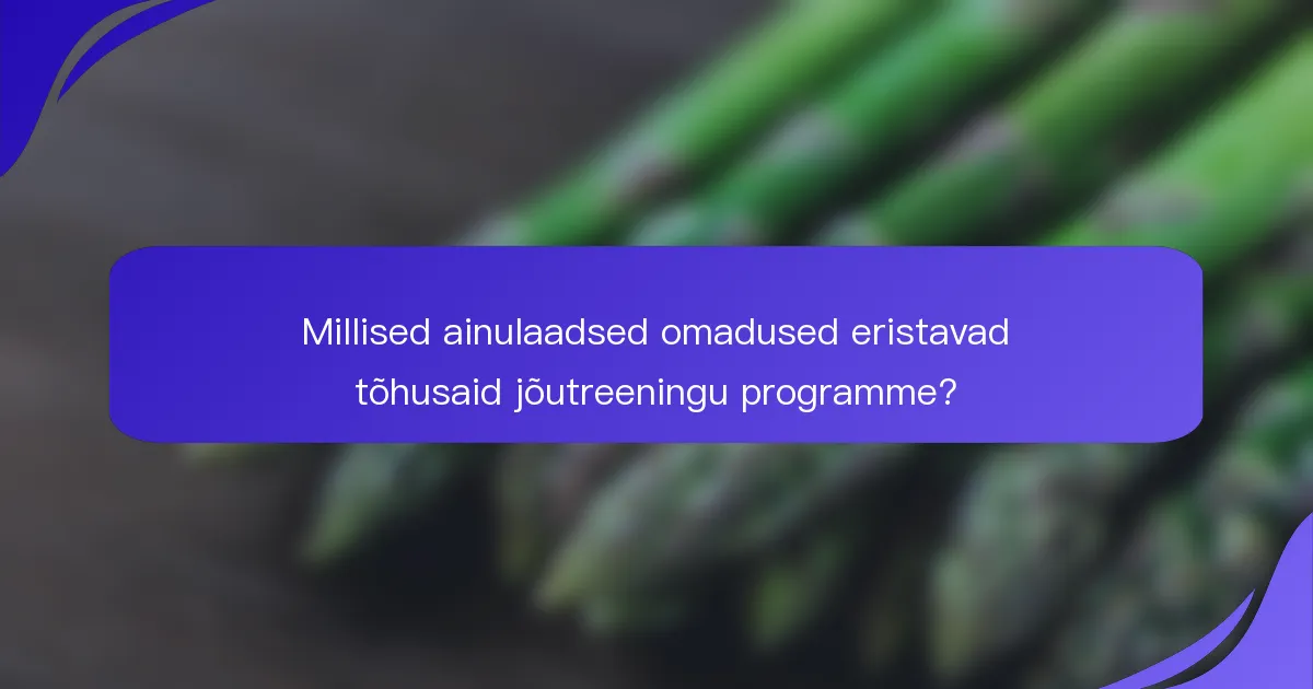 Millised ainulaadsed omadused eristavad tõhusaid jõutreeningu programme?