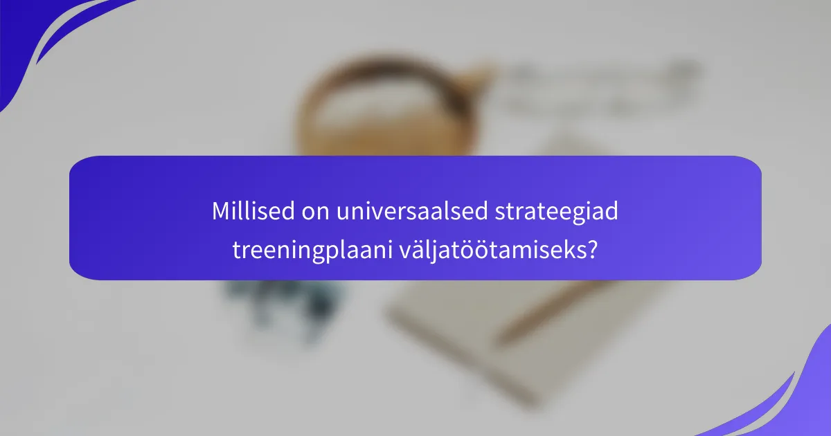Millised on universaalsed strateegiad treeningplaani väljatöötamiseks?